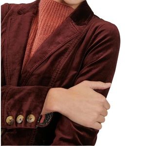 Anthropologie Maeve Alistair Velvet Blazer in Burgundy Size 6 NWOT